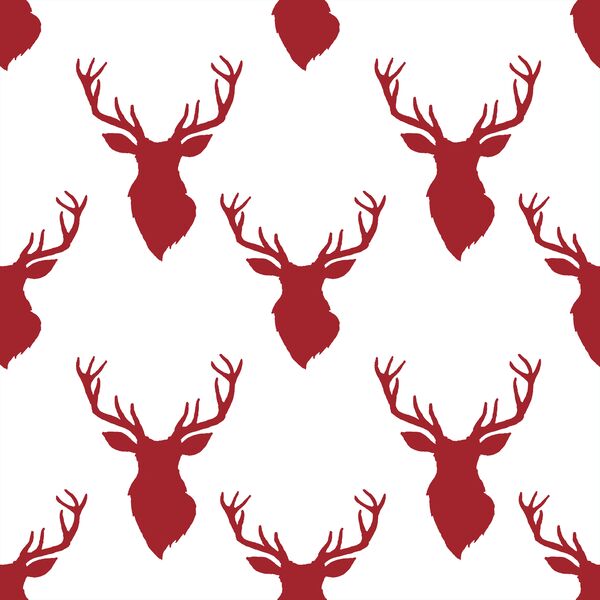 Small Deer Silhouette in Berry Red on White