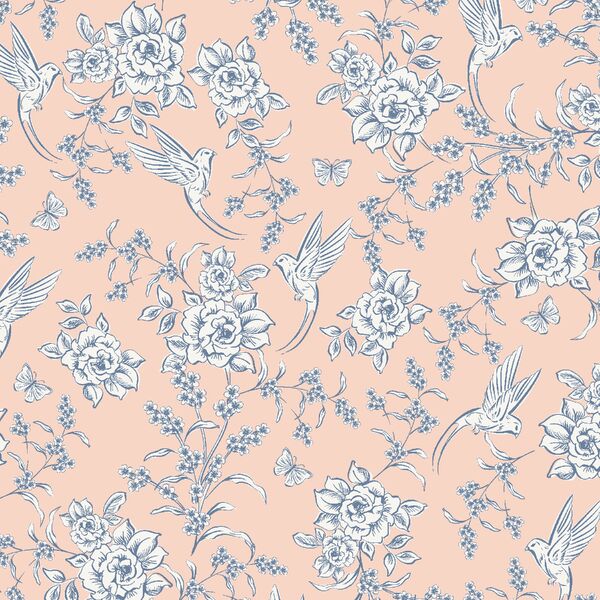 Aviary Toile in Pink Sunset