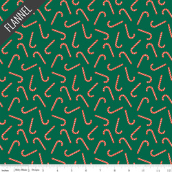 Candy Canes Flannel in Green