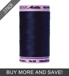Navy (9104-0825) - Silk Finish Cotton 50wt - 547 Yards (3 Pack)