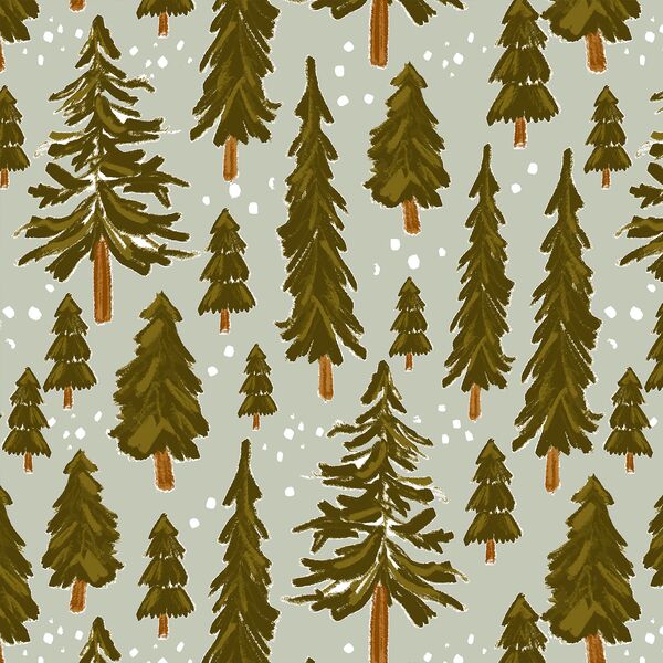 Large Snowy Pines in Iced Sage