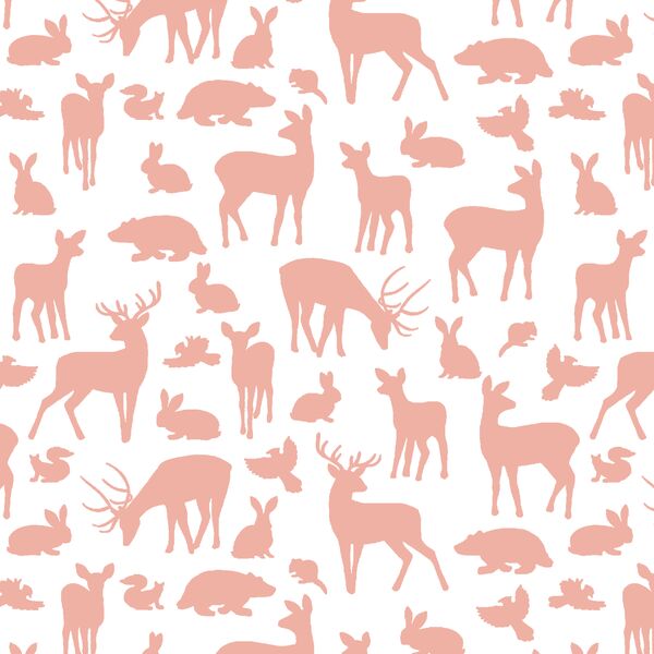 Forest Friends in Peony on White