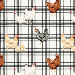 Country Chickens in Farmhouse Plaid
