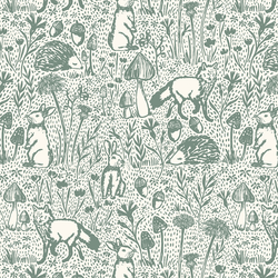 Large Woods of Whimsy in Spruce on Cream