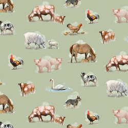Farm Animals in Basil Green