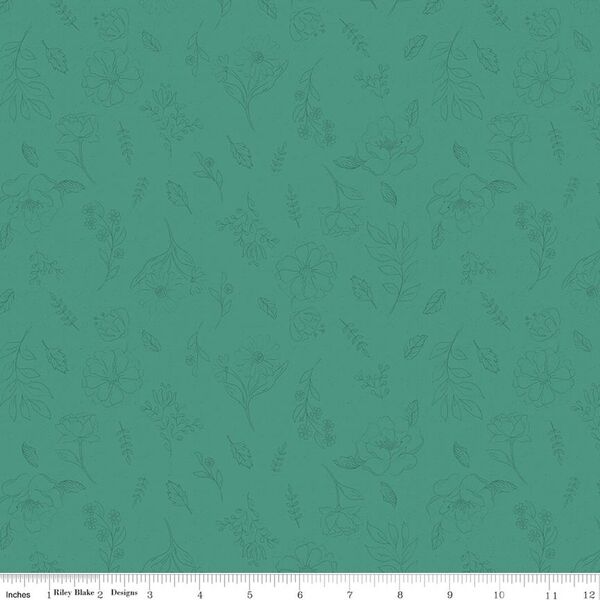 Sketch Floral in Teal