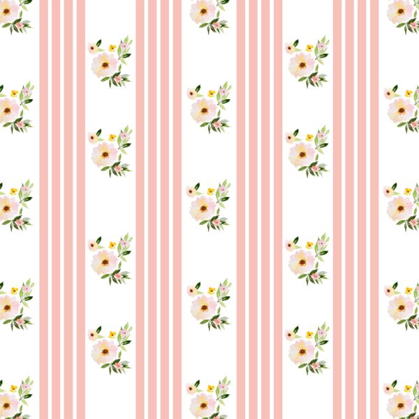 Little Floral Stripes in Pink Peach