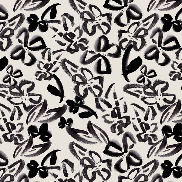 Painted Floral in Ebony on Cream