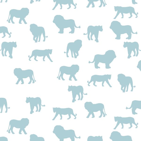 Lion Silhouette in Powder Blue on White