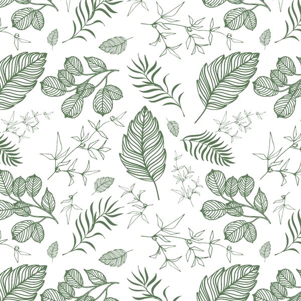 Foliage in Forest Green on White
