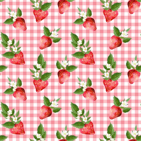 Strawberries in Wild Rose Gingham