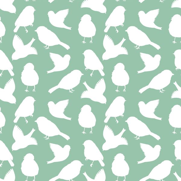 Spring Bird Silhouette in Green Willow