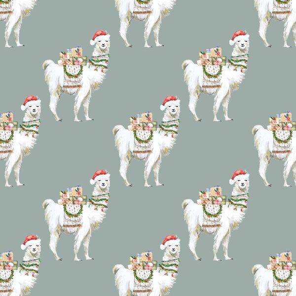 Little Festive Llama in Grey Green