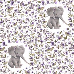 Sweet Floral Elephant in White