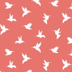 Hummingbird Silhouette in Living Coral