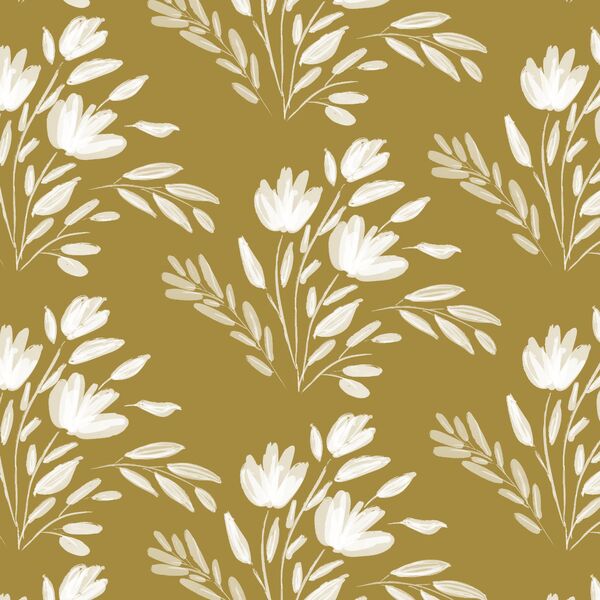 Large Etched Floral in Dark Citron