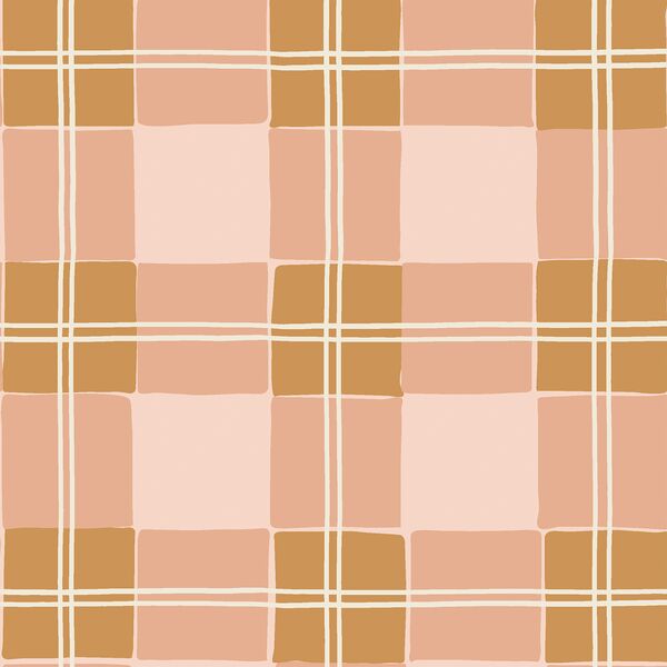 Large Tartan Plaid in Peachy and Honey Gold
