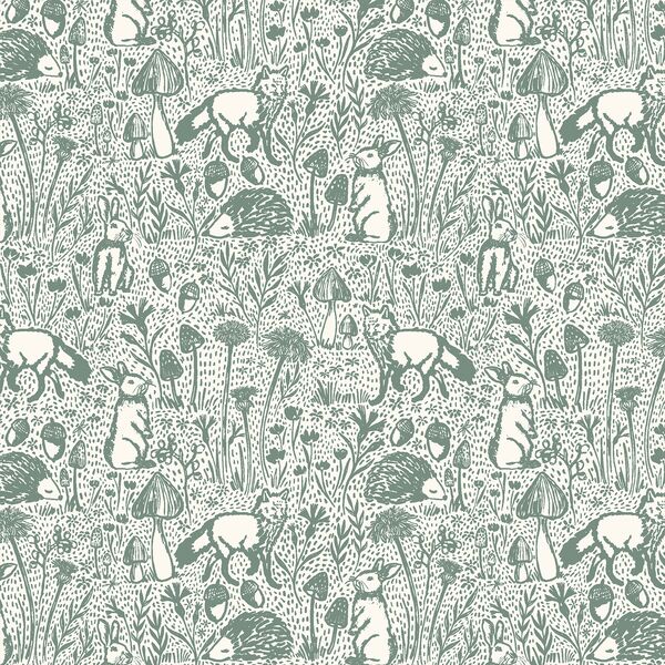 Woods of Whimsy in Spruce on Cream