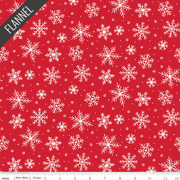 Snowflakes Flannel in Tomato