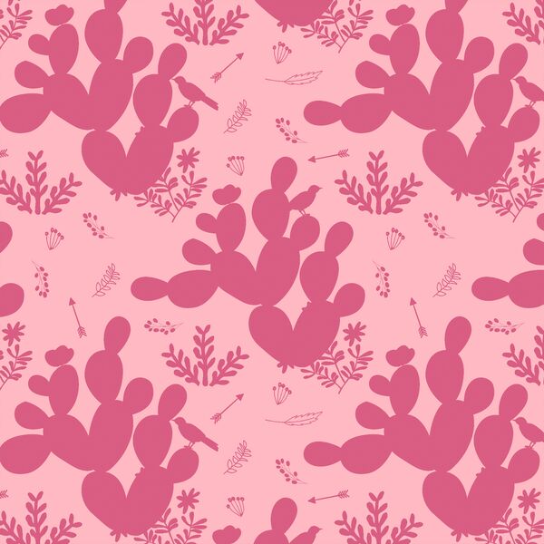 Cactus Silhouette in Fuchsia on Bubblegum