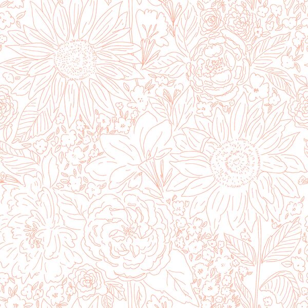 Paperie in Coral Blossom on White