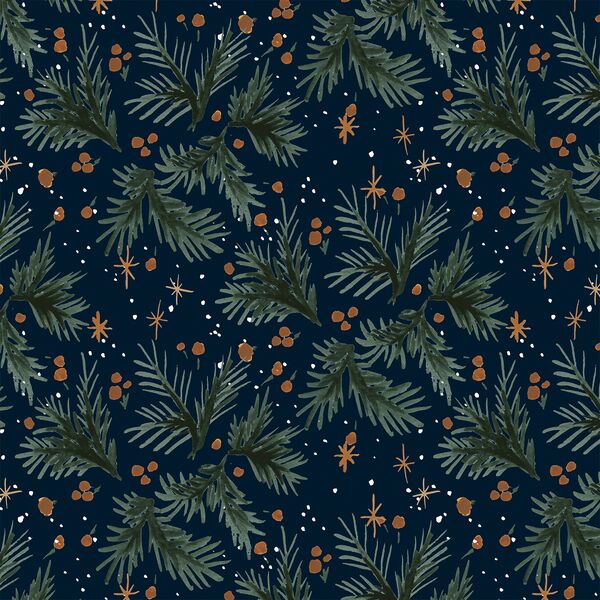 Pine Sprigs in Twilight Blue
