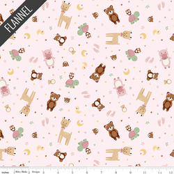 Animal Toss Baby Girl Flannel in Pink