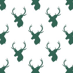 Little Stag Silhouette in Moss Green on White
