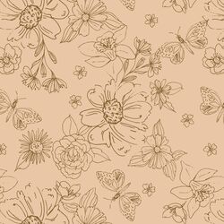 Big Sketched Florals in Peach