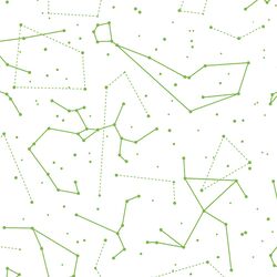 Star Charts in Greenery on White