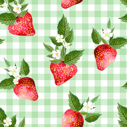 Large Strawberries in Leafy Green Gingham