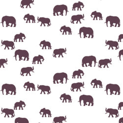 Elephant Silhouette in Raisin on White