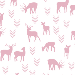 Deer Silhouette in Carnation on White