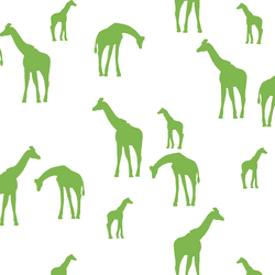 Giraffe Silhouette in Greenery on White