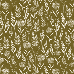 Perennials in Cream on Olive