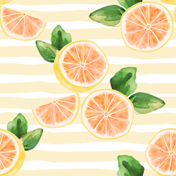 Large Citrus Slices in Lemon Chiffon Stripe
