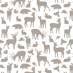 Forest Friends in Taupe on White