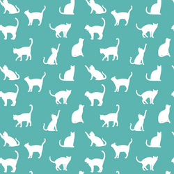 Cat Silhouette in Seafoam