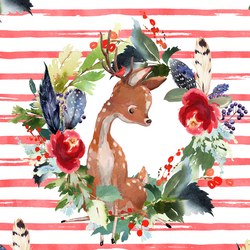 Boho Winter Deer in Peppermint Stripe