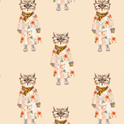 Miss Kitty in Peach Polka Dots