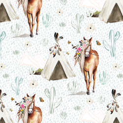 Floral Horse in Spring Rain