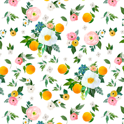 Large Orange Blossoms in White