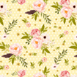 Bunny's Garden on Polka Dots in Lemon Chiffon
