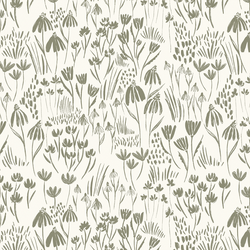 Forest Floral in Artichoke on Cream