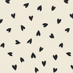 Large Tossed Hearts in Dark Charcoal Gray