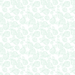 Little Tea Roses in Mist Green on White