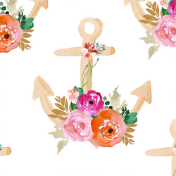 Large Floral Anchor in Coral and Pink
