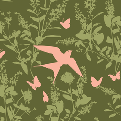 Swallow Study in Dark Forest Green