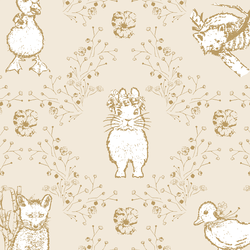 Large Bunny and Friends in Golden on Bisque