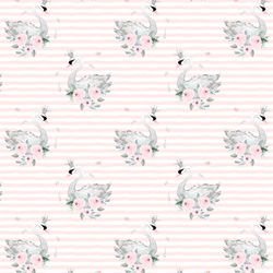 Small Blush Swans in Soft Blush Stripes